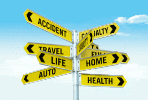 Road sign with insurance options