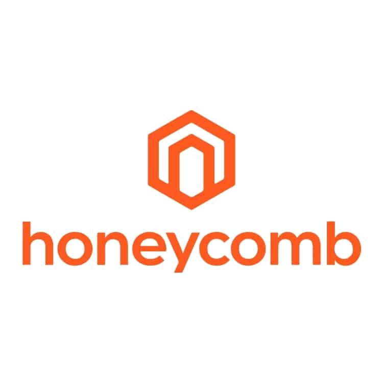 Orange text "honeycomb" in lowercase appears below a geometric orange hexagon logo with a stylized interior pattern, representing Honeycomb Insurance, all set against a white background.
