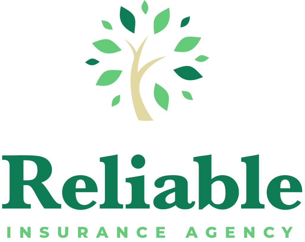 Logo featuring a stylized tree with green leaves above the words "Reliable Insurance Agency" in bold green text.